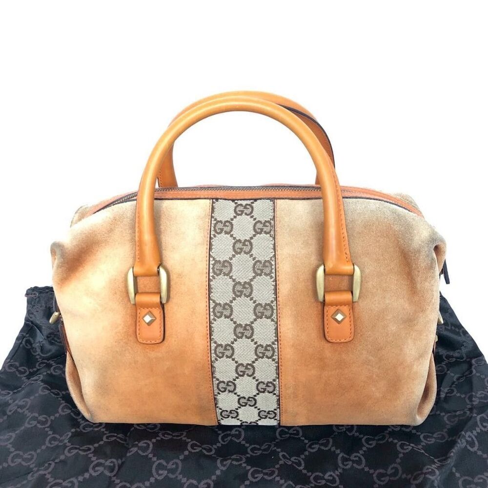 GUCCI GG Canvas Suede Handbag Top